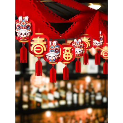新年过年装饰品拉花挂件2023兔年元旦春节场景布置波浪旗吊饰挂饰图4