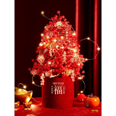 过新年福桶发财果摆件客厅布置春节用品挂件挂饰年宵花抱抱桶装饰图4