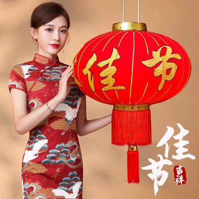 2023新款过年兔年欢度春节红灯笼大门口挂饰新年春节元旦场景布置图2