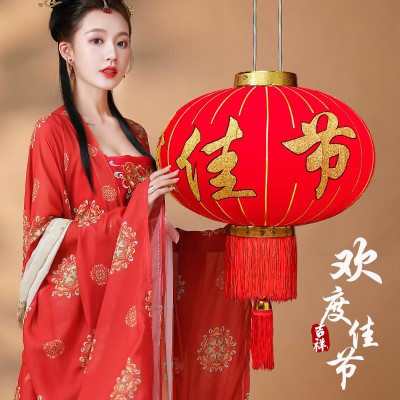 2023新款过年兔年欢度春节红灯笼大门口挂饰新年春节元旦场景布置图4