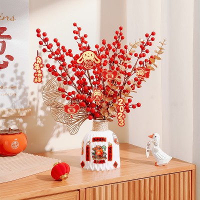 2023兔年元旦装饰发财果花瓶摆件过新年春节挂件挂饰年货氛围布置图4